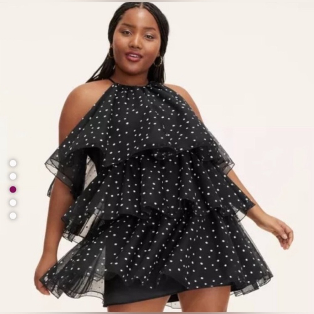 NWT Kate Spade X Target collab black and white mesh polka dot mini dress. Size M - Picture 1 of 7